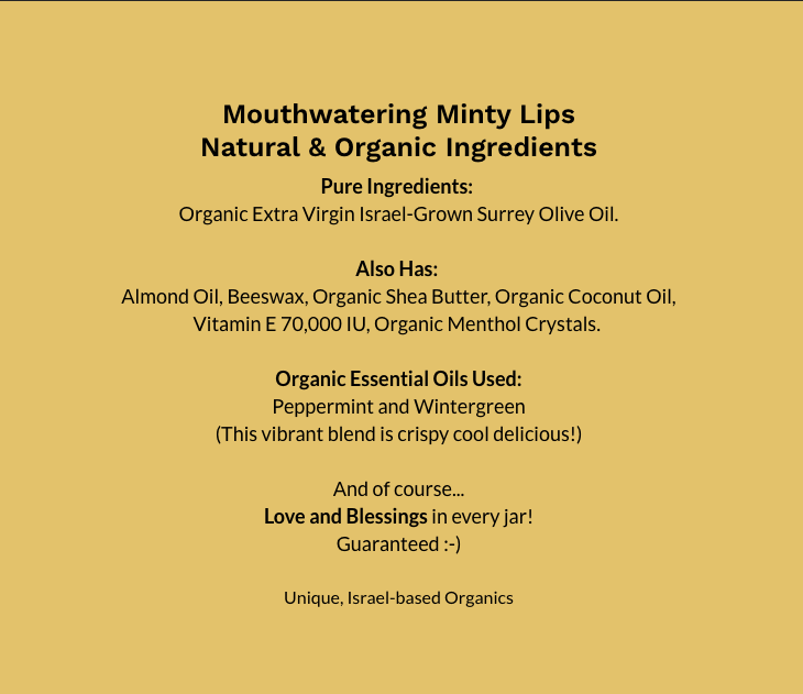 Mouthwatering Mint Lips - Organic Lip Balm - Salves of Jerusalem